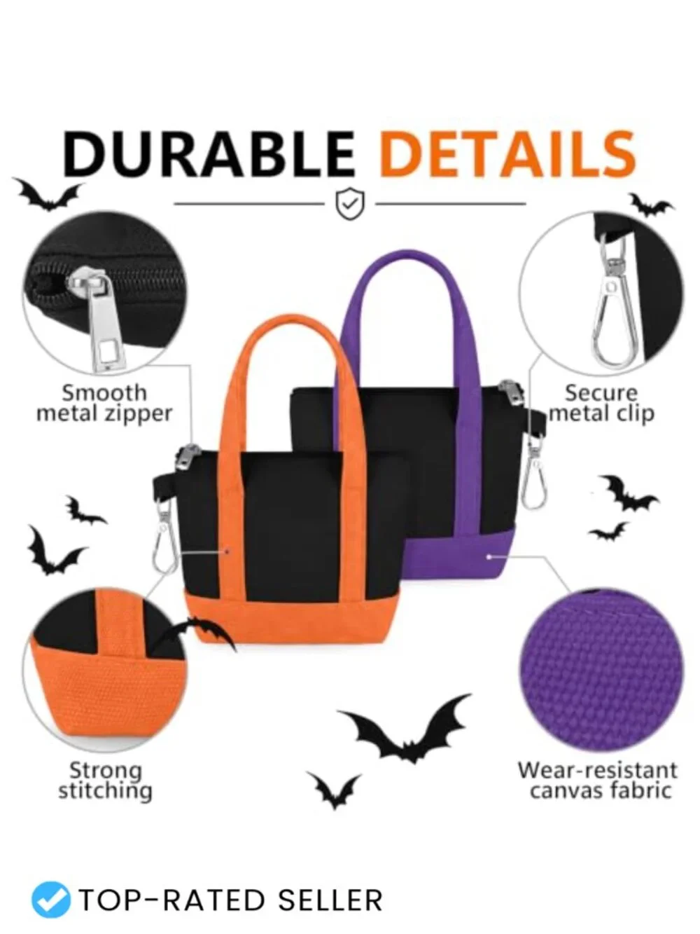 Mini Tote Bag Keychain Zipper Pouch Polyester Cosmetic Organizer Gift